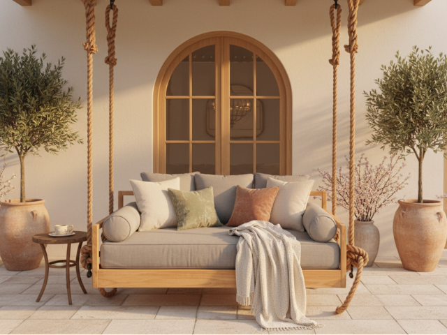 Handcrafted Teak Wood Outdoor Bed Swing | The Olivia Design by