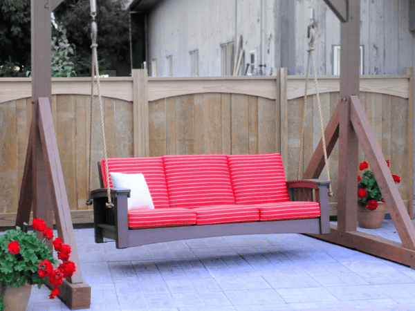 Mission Style Deep Seating Poly Porch Swing with Cushions