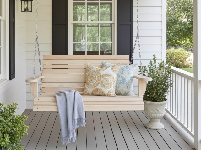 Cypress 3 foot Roll Back Porch Swing