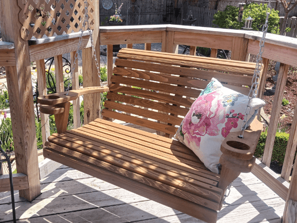 Cypress 3 foot Roll Back Porch Swing