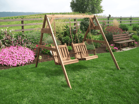 Cedar A-Frame & 2 Traditional English Chair Swings Set