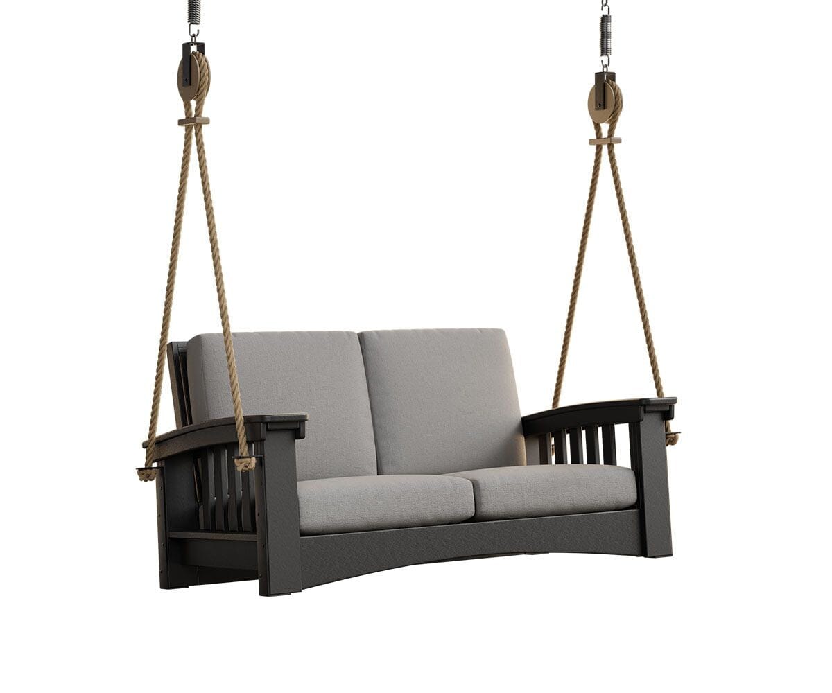 Mission-Style Deep Seating Cypress Porch Swing with Cushions