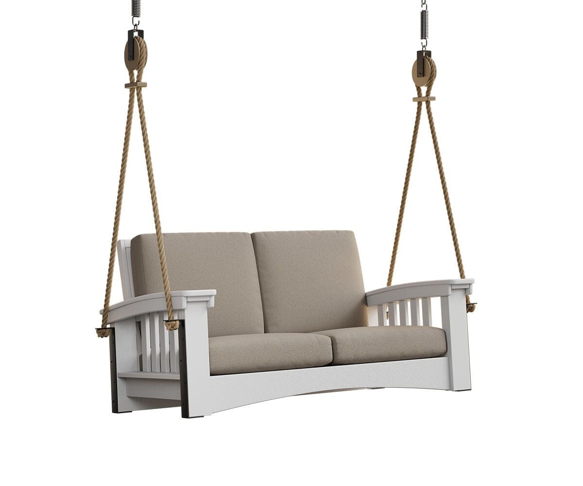 Mission-Style Deep Seating Cypress Porch Swing with Cushions