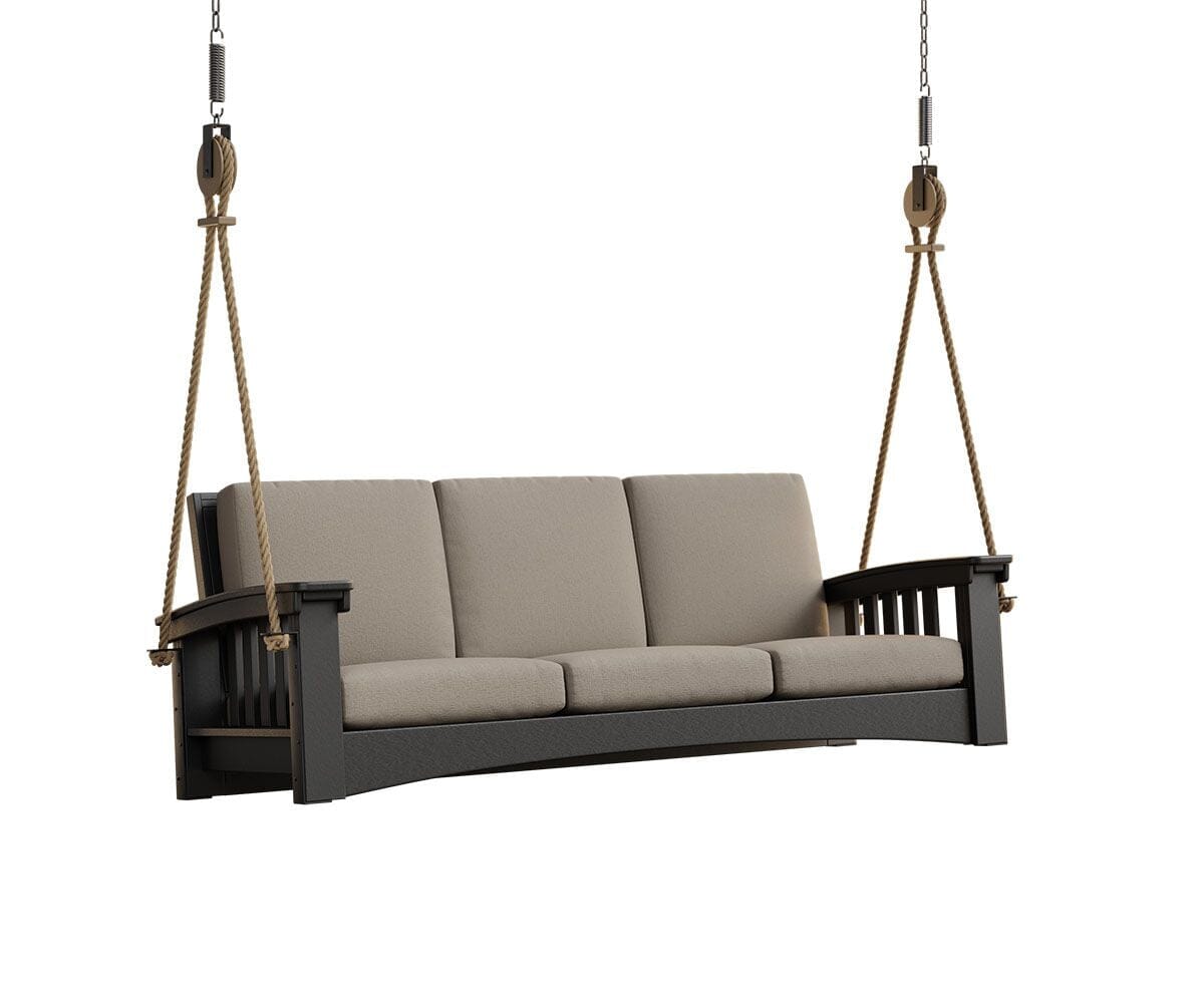 Mission-Style Deep Seating Cypress Porch Swing with Cushions