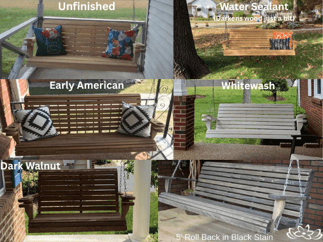 Cypress 4 foot Roll Back Porch Swing