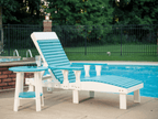 LuxCraft Aruba Blue & White Wheeled Chaise Lounge