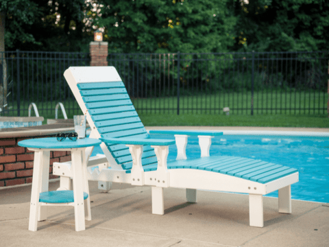 LuxCraft Aruba Blue & White Wheeled Chaise Lounge
