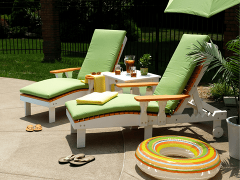 LuxCraft Tangerine & White Wheeled Chaise Lounge