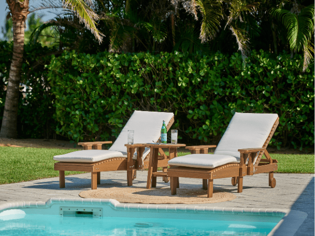 LuxCraft Poly Chaise Lounge - Premium Woodgrain Finish