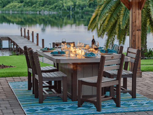 LuxCraft 7 Piece Fire Table & Chairs Dining Set