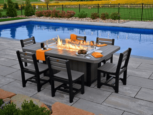 LuxCraft 7 Piece Fire Table & Chairs Dining Set