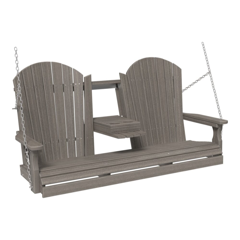 LuxCraft Adirondack Poly Porch Swing with Flip Console - 5 Foot
