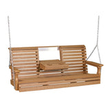 LuxCraft Plain Poly Porch Swing with Flip Down Console - 5 Foot