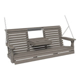 LuxCraft Plain Poly Porch Swing with Flip Down Console - 5 Foot
