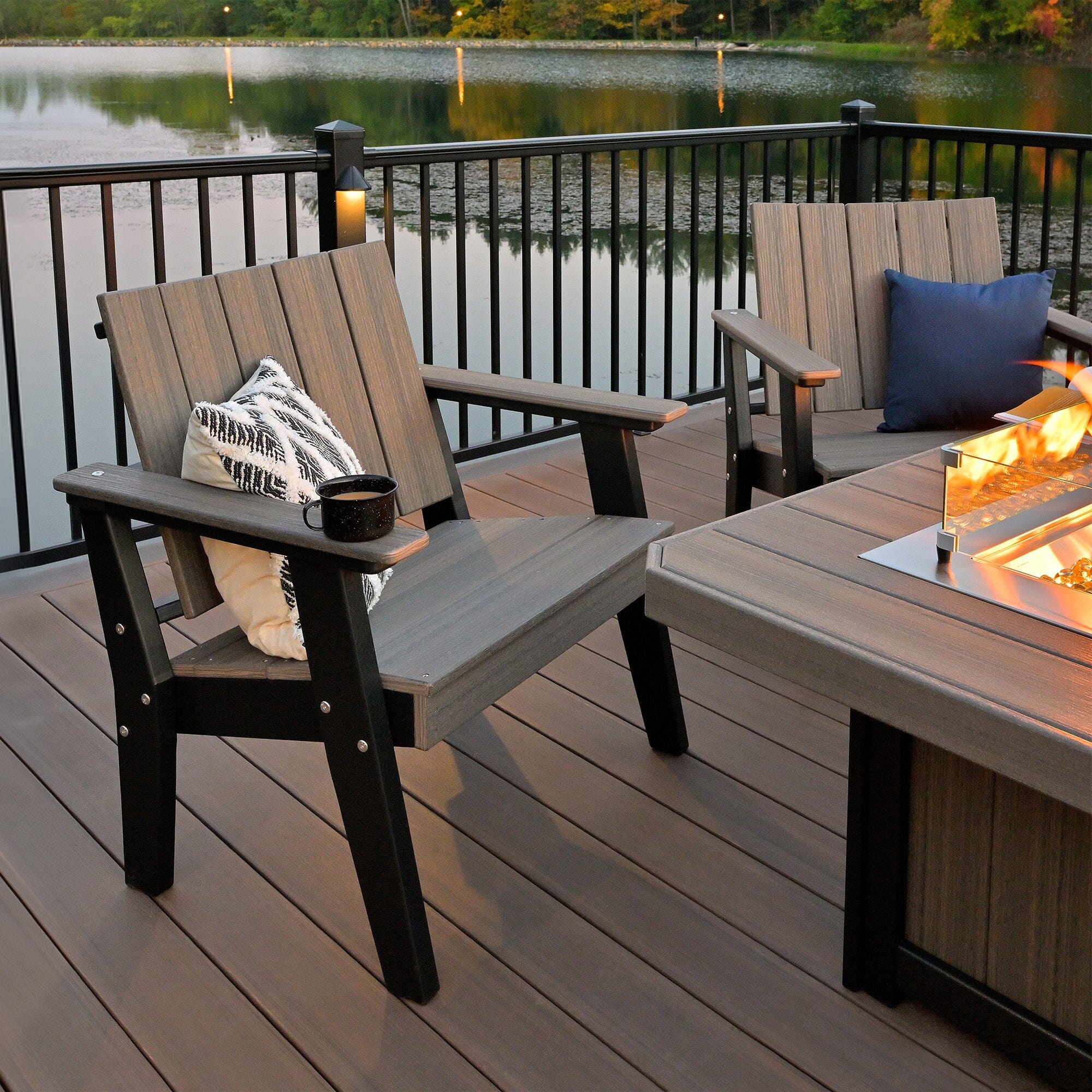 LuxCraft Poly 5 Piece Fire Pit Table & Chairs Set – Magnolia Porch