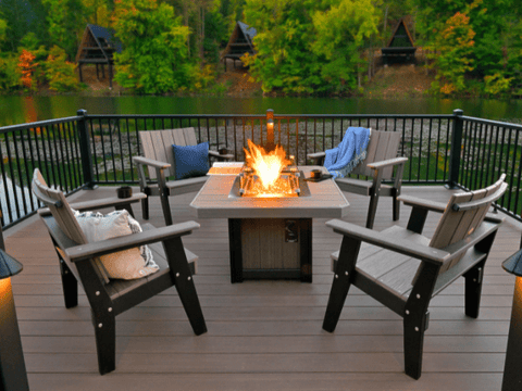 LuxCraft Poly 5 Piece Fire Pit Table & Chairs Set