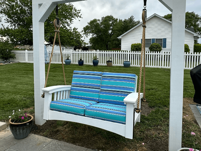 Mission-Style Deep Seating Cypress Porch Swing with Cushions