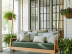 Contemporary Teak Porch Bed Swing – Shadow Ridge Design | Handcrafted in the USA