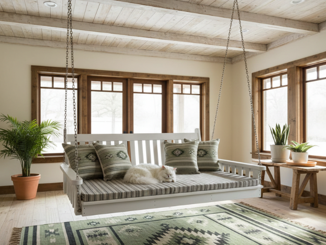 Traditional English Pine Swing Bed