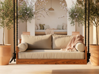 Contemporary Teak Porch Bed Swing – Shadow Ridge Design | Handcrafted in the USA