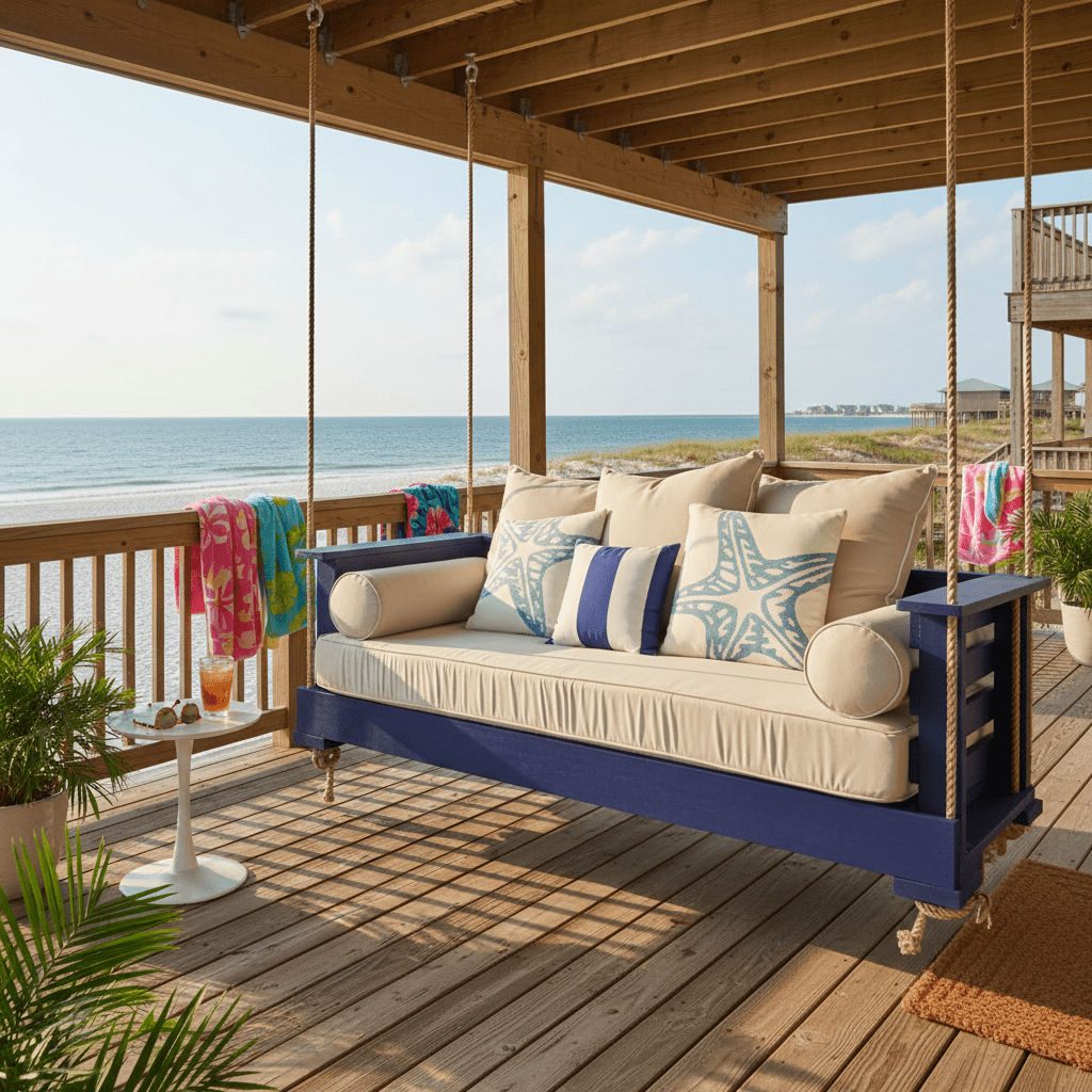 Coastal Bed Swing – Sullivan’s Island | Handmade Custom Outdoor Swing Bed