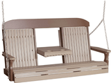 LuxCraft Classic Poly Porch Swing  with Flip Console - 5 Foot