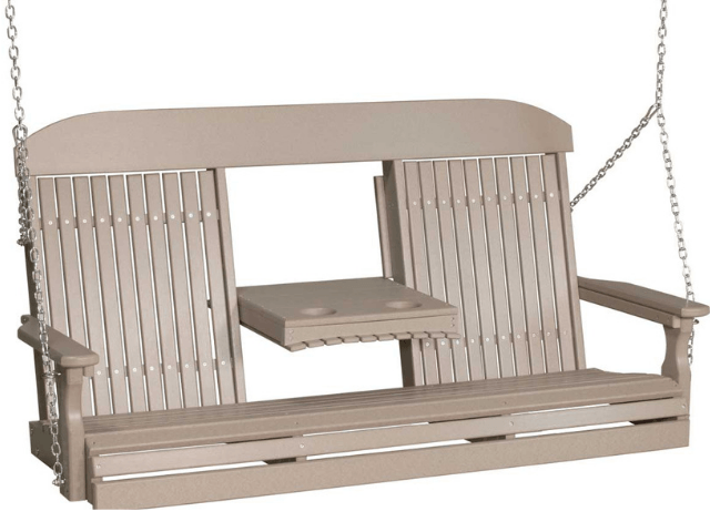 LuxCraft Classic Poly Porch Swing  with Flip Console - 5 Foot