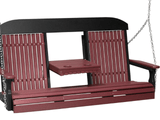 LuxCraft Classic Poly Porch Swing  with Flip Console - 5 Foot