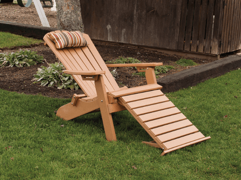 Reclining Folding Adirondack Chair with Pullout Ottoman - Poly