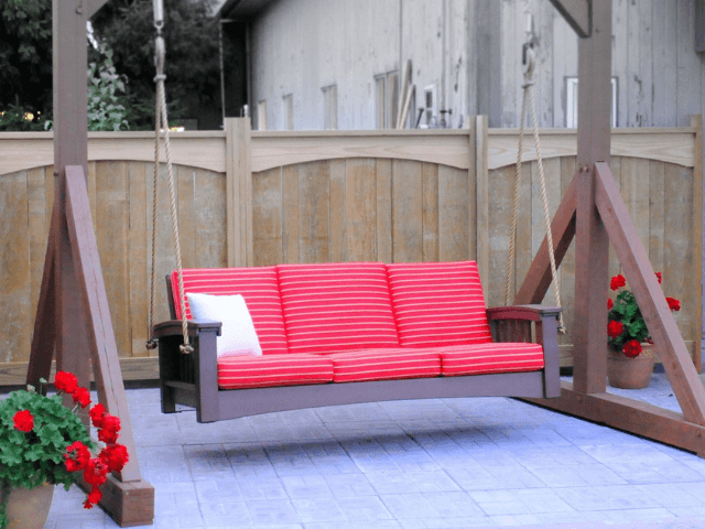 Mission Style Deep Seating Poly Sofa Swing with Cushions