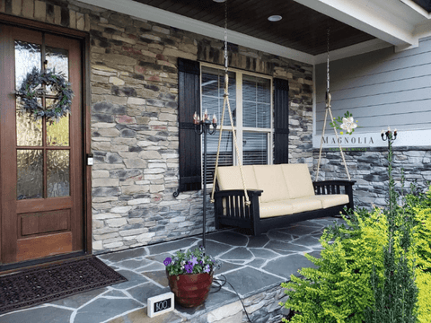 Mission-Style Deep Seating Cypress Porch Swing with Cushions