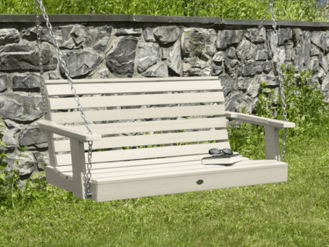 Highwood Weatherly Poly Porch Swing in Whitewash