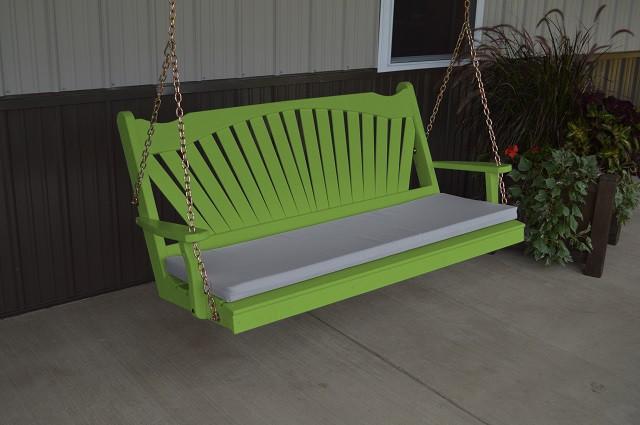 A&L Furniture Fan-Back Pine Swing - Magnolia Porch Swings
 - 3