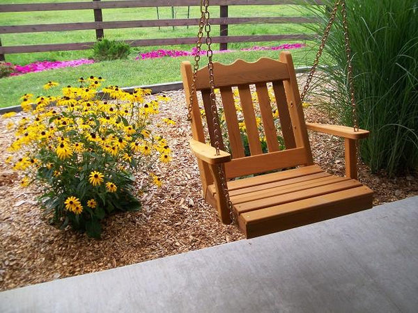 A&L Furniture Royal English Garden Cedar 2 Foot Chair Swing 411C - Magnolia Porch Swings
