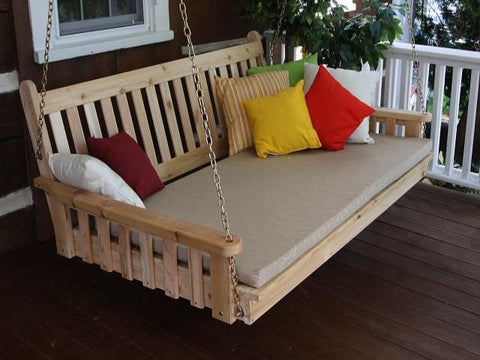 A&L Furniture Traditional English Red Cedar Swing Bed 75" Twin 456C - Magnolia Porch Swings
 - 4