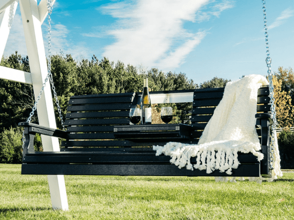 LuxCraft Plain Poly Porch Swing with Removable Console - 5 Foot