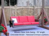 Mission Style Deep Seating Poly Porch Swing with Cushions